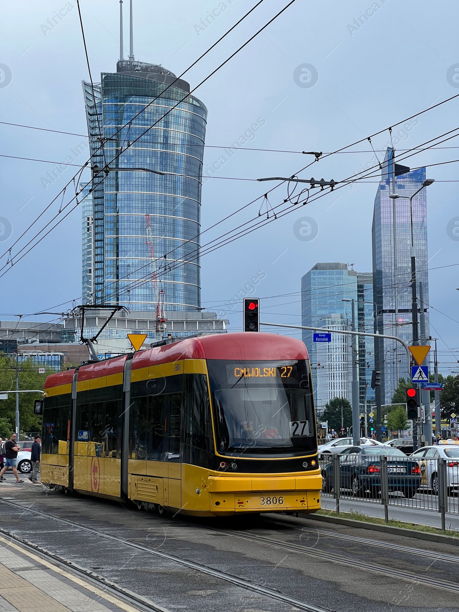 Photo of WARSAW, POLAND - JULY 11, 2022: Beautiful cityscape with modern skyscrapers and traffic