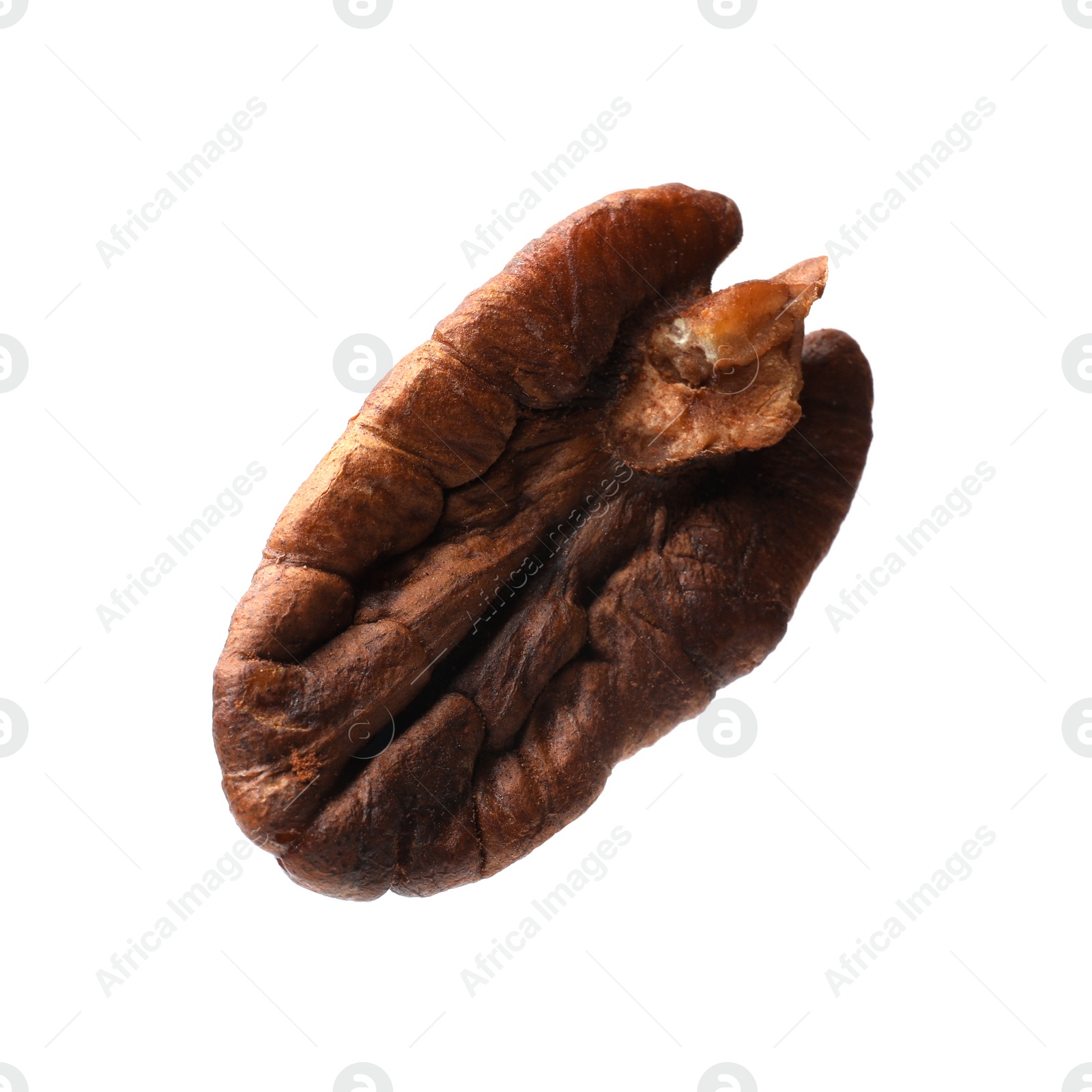 Photo of One tasty pecan nut isolated on white