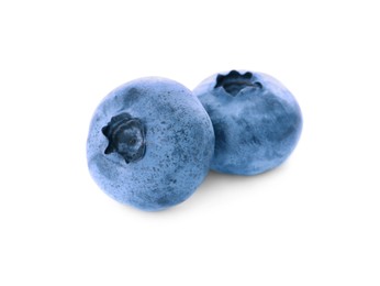 Photo of Tasty fresh ripe blueberries on white background