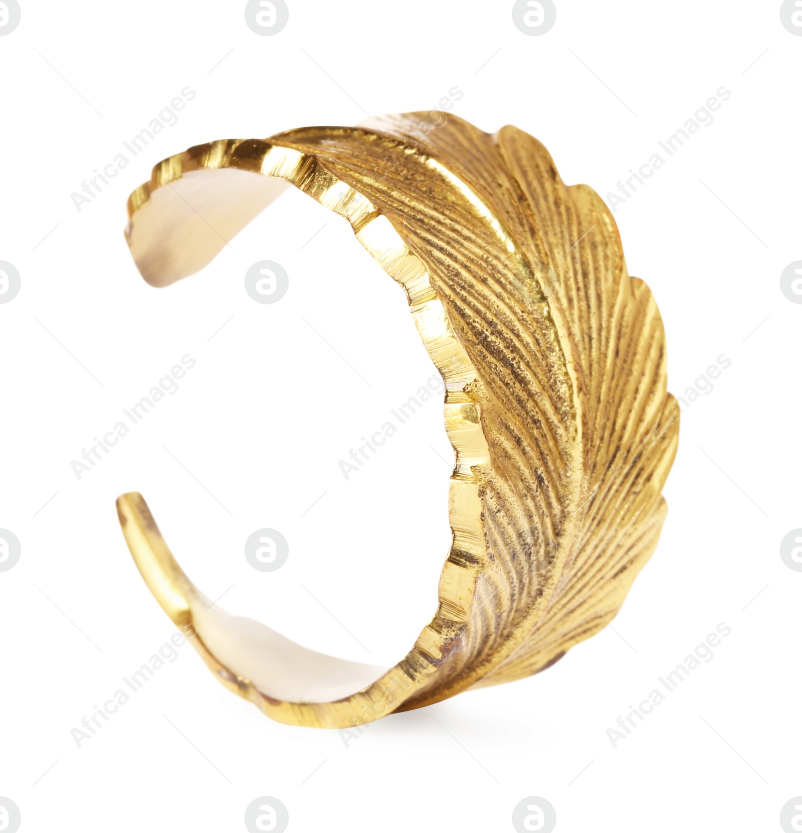 Photo of Decorative ring for napkin on white background