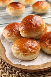 Photo of Tasty scones prepared on soda water on table