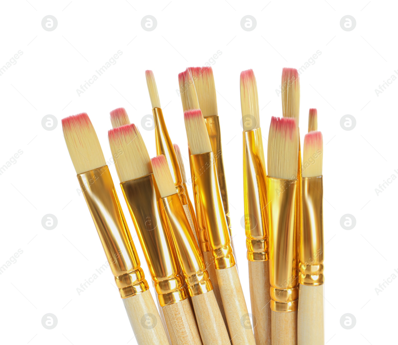 Photo of Set of paintbrushes on white background. Art supplies