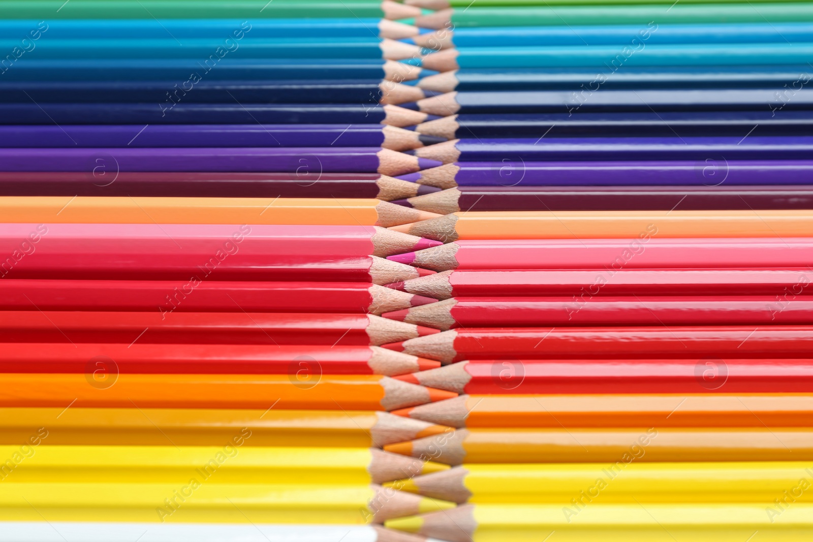 Photo of Set of colorful pencils as background, closeup