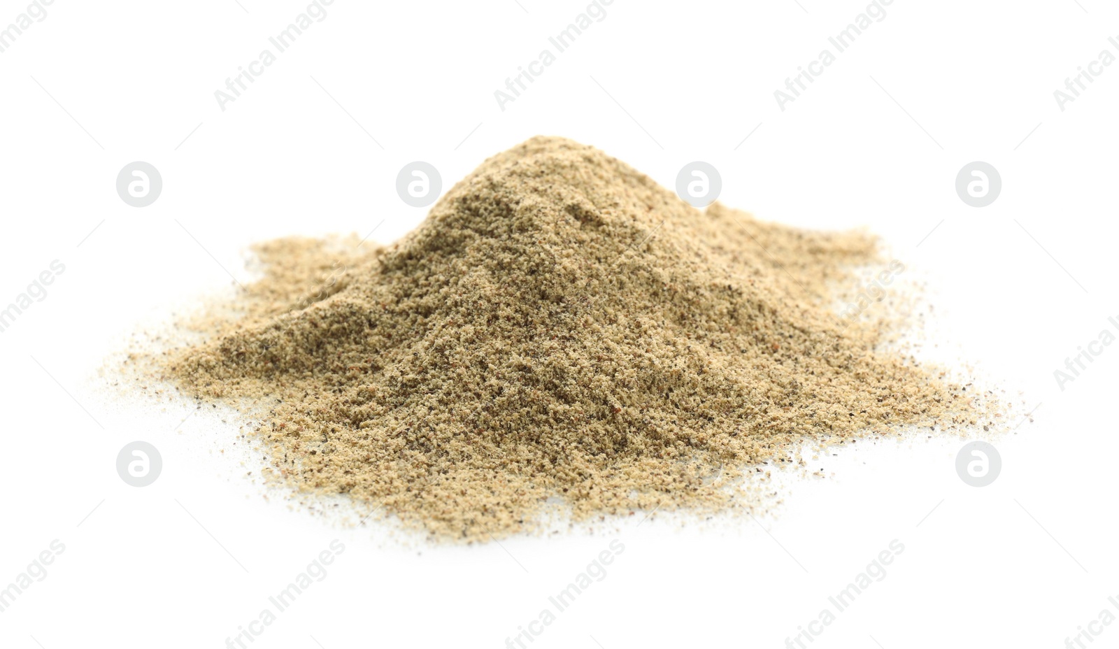 Photo of Heap of pepper powder on white background