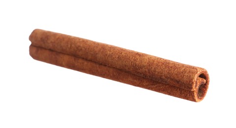 Photo of One aromatic cinnamon stick isolated on white