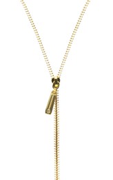 Shiny golden metal zipper isolated on white 
