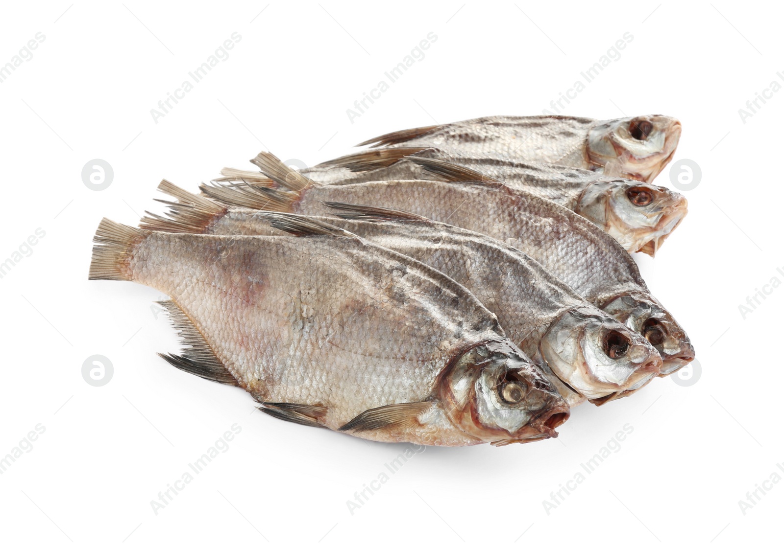 Photo of Tasty dried fish isolated on white. Seafood