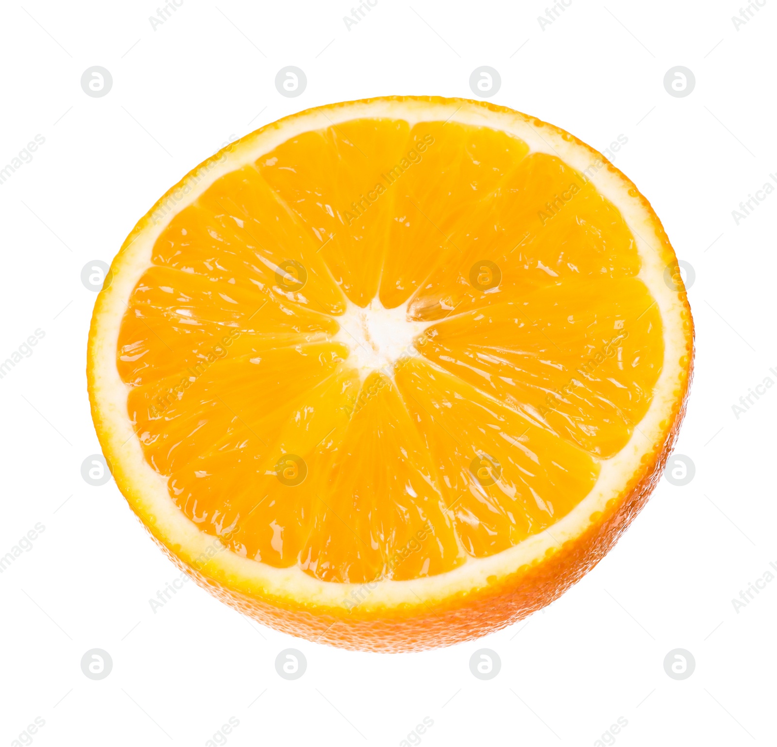 Photo of Half of fresh ripe orange isolated on white