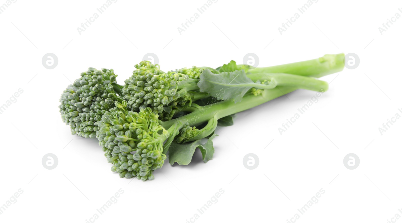 Photo of Fresh raw broccolini isolated on white. Healthy food