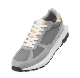 Photo of One stylish grey sneaker isolated on white