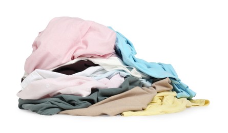 Pile of colorful clothes isolated on white