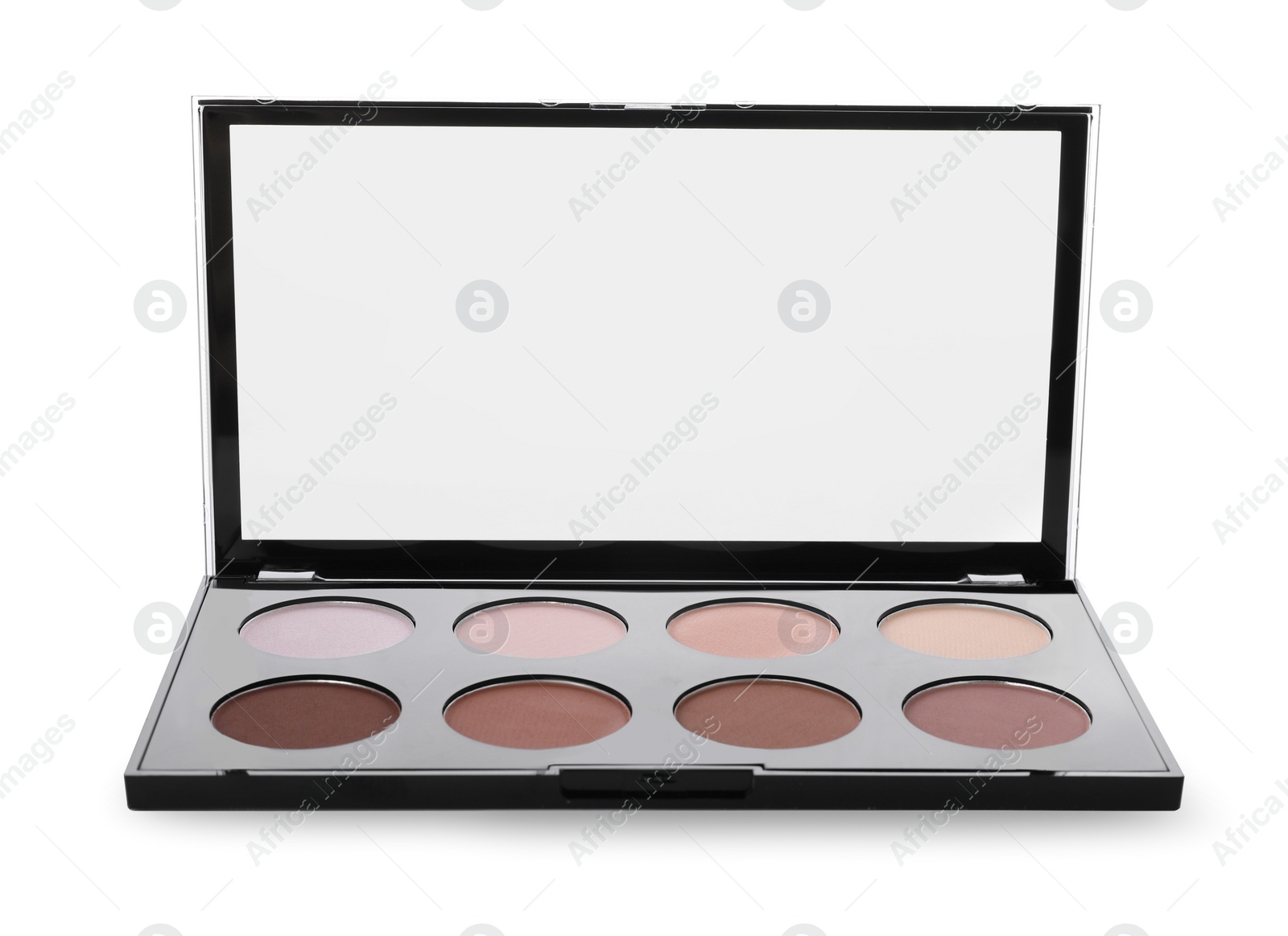 Photo of Colorful contouring palette on white background. Professional cosmetic product