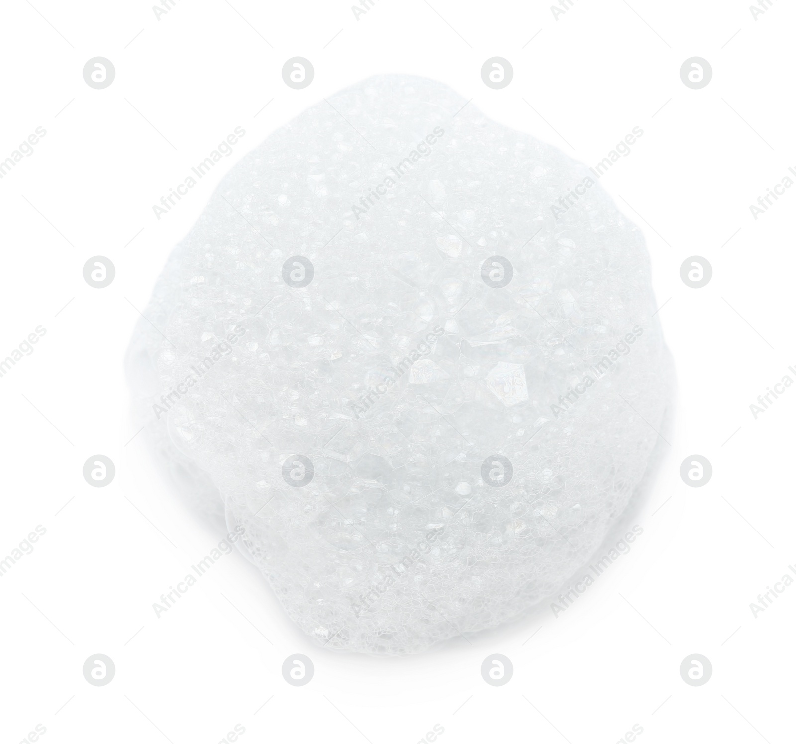 Photo of Drop of bath foam isolated on white, top view