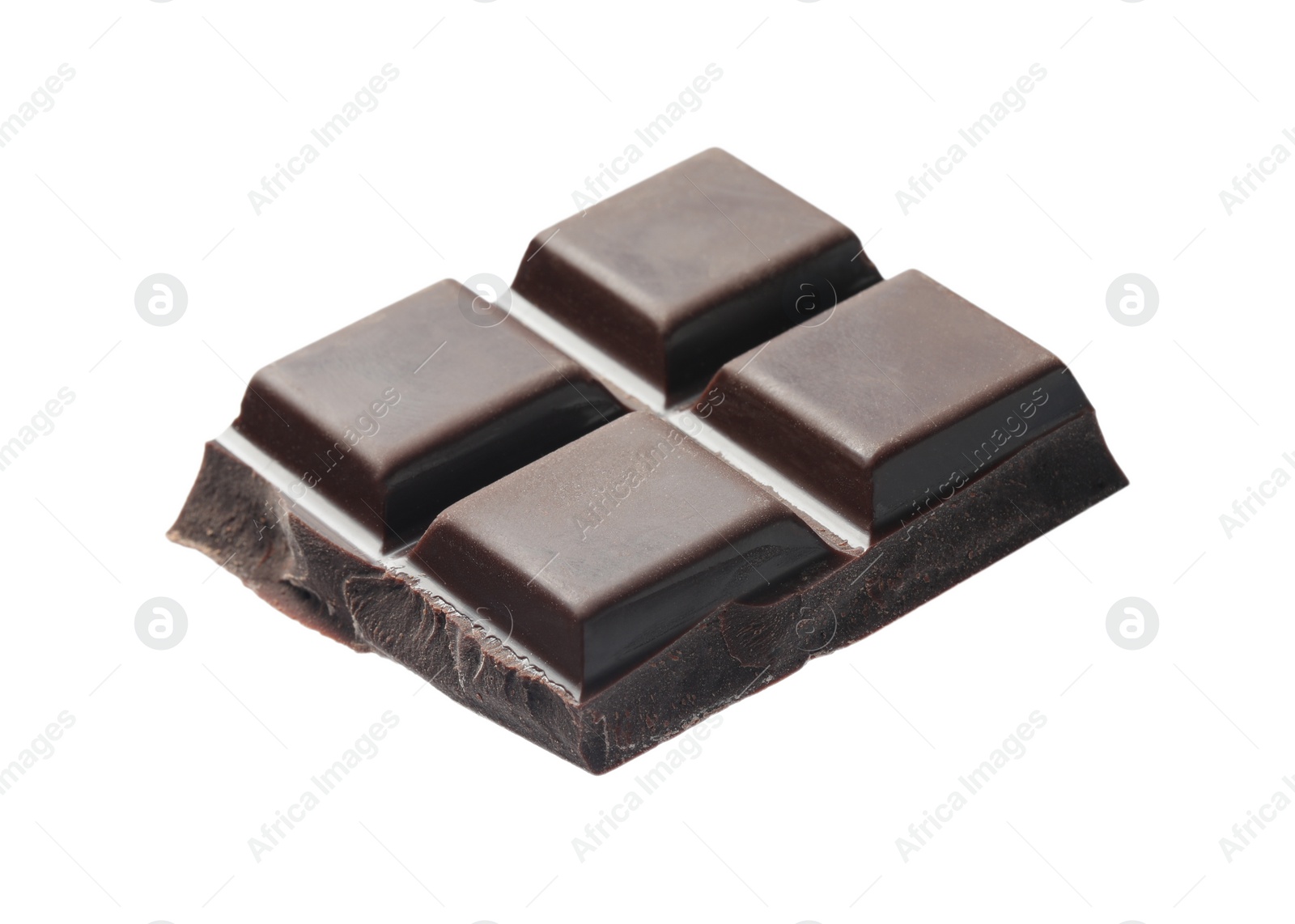 Photo of Piece of delicious dark chocolate isolated on white