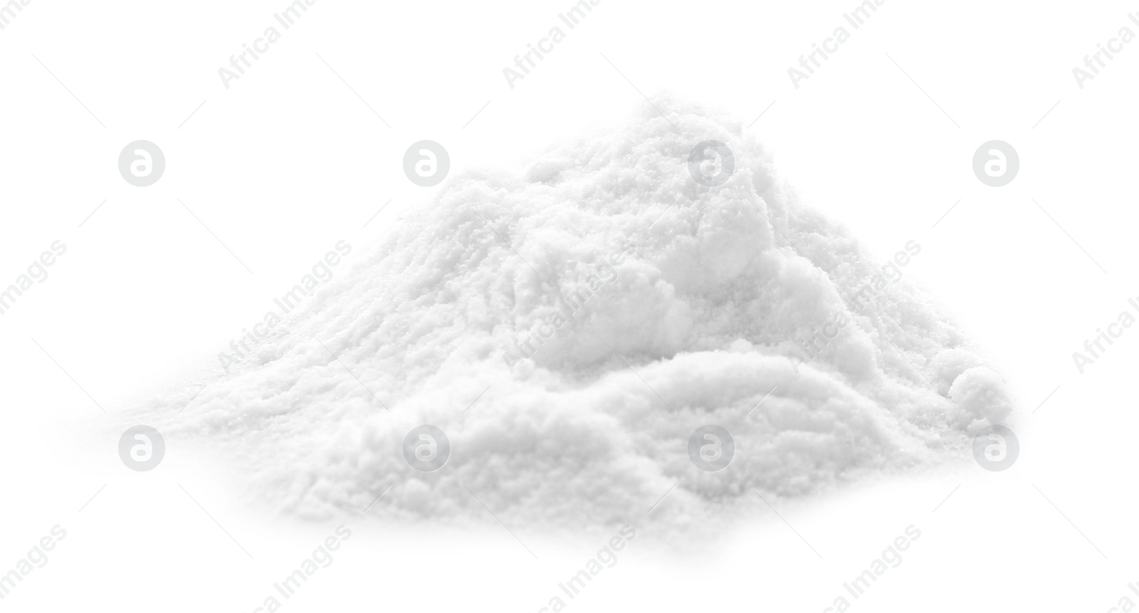 Photo of Pile of baking soda on white background