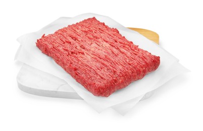 Raw fresh minced meat on white background