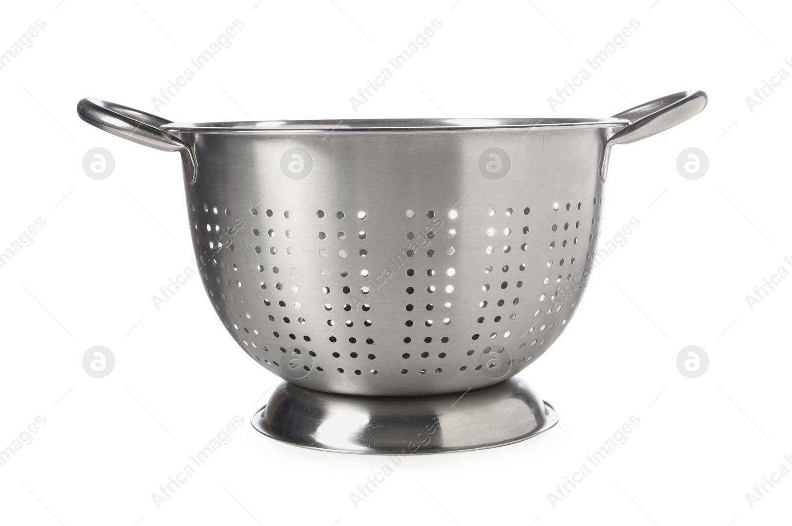 Photo of One clean empty colander isolated on white