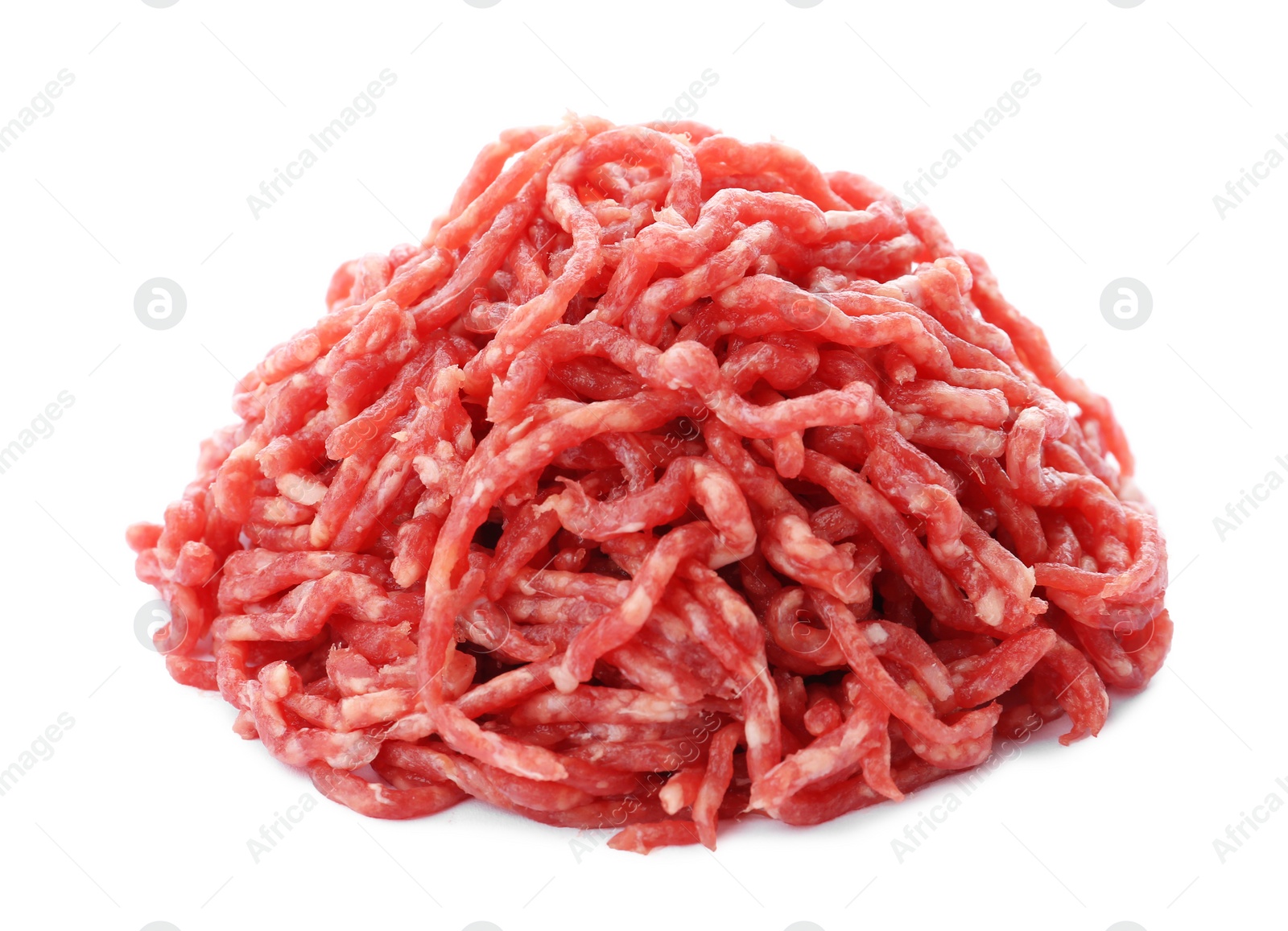 Photo of Fresh raw minced meat on white background