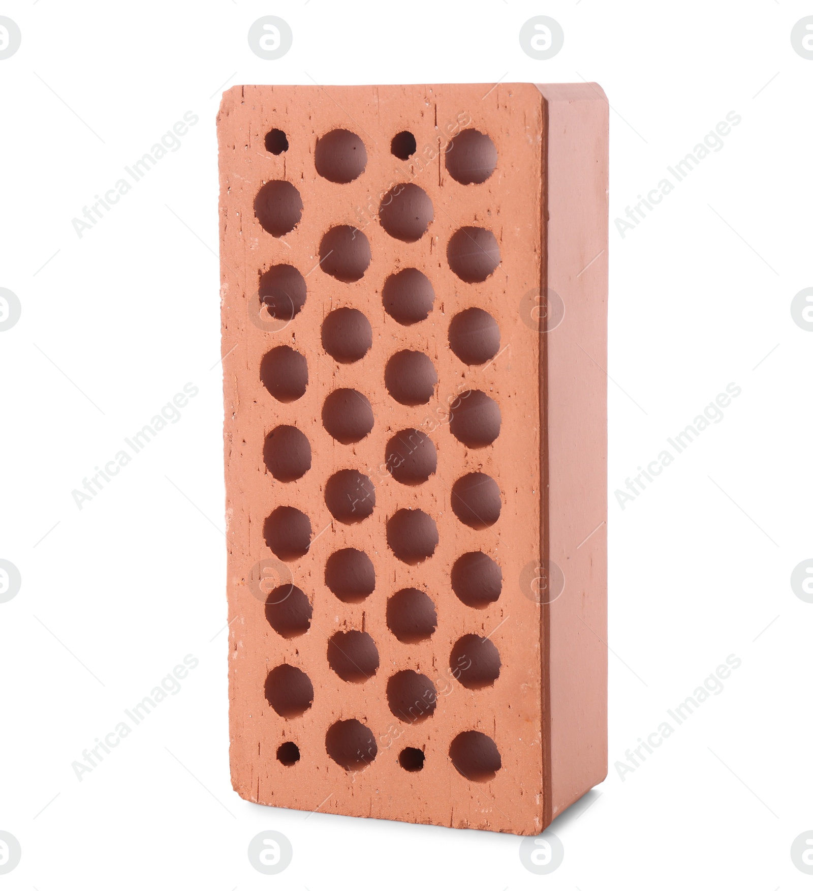 Photo of One red brick isolated on white. Building material