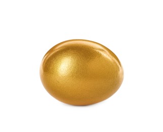 Photo of One shiny golden egg isolated on white