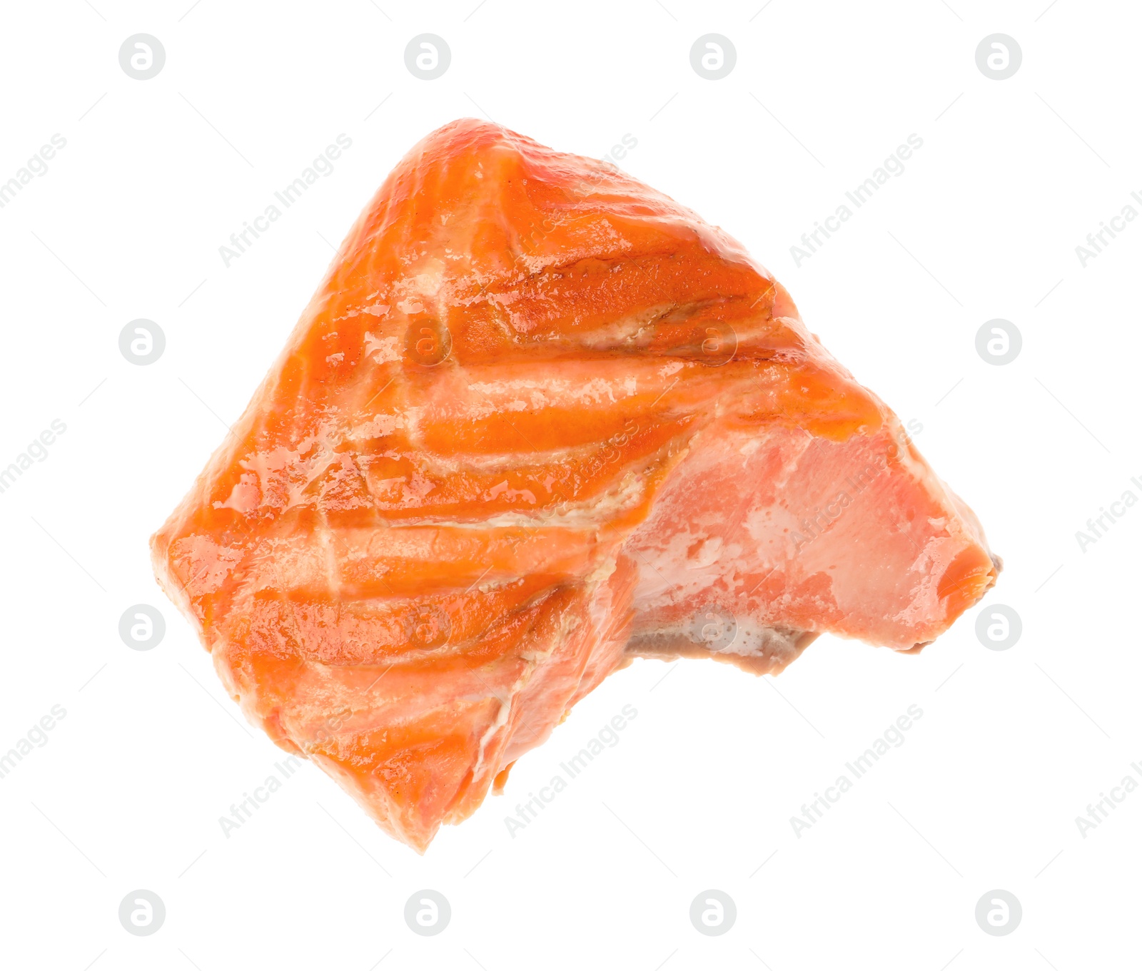 Photo of Piece of tasty grilled salmon isolated on white