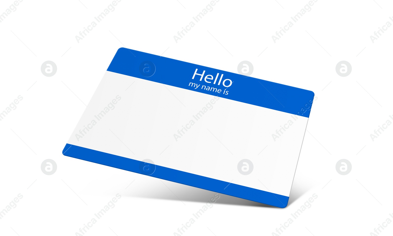 Illustration of Card with text Hello my name is on white background, illustration. Mockup for design 