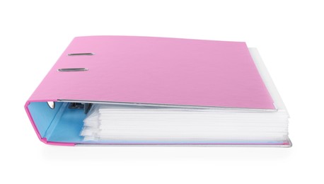 One pink office folder isolated on white