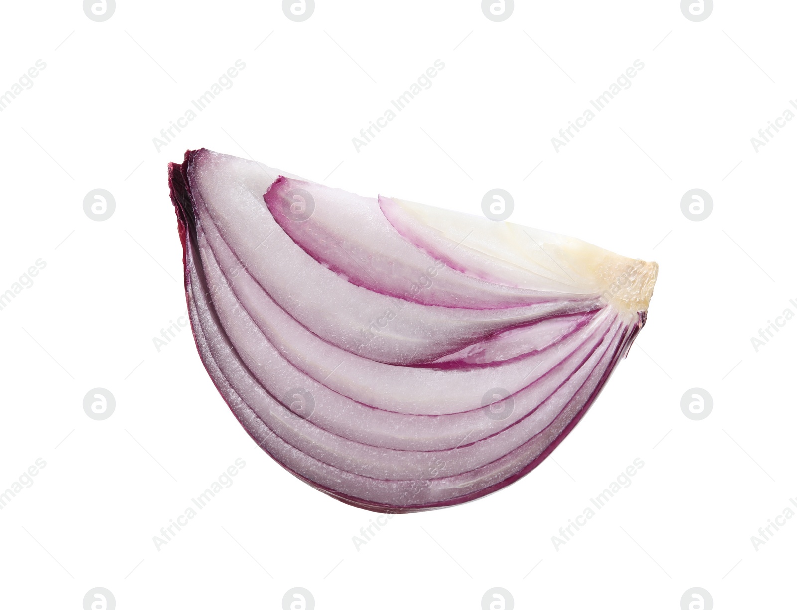 Photo of Fresh red ripe cut onion isolated on white