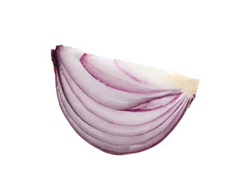 Fresh red ripe cut onion isolated on white
