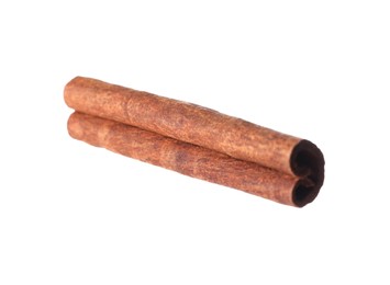 Photo of One aromatic cinnamon stick isolated on white