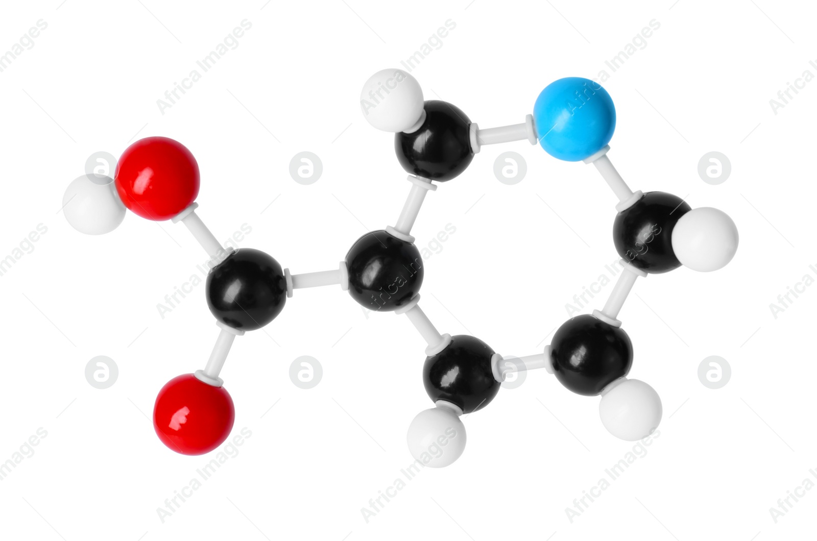 Photo of Molecule of vitamin B3 isolated on white. Chemical model