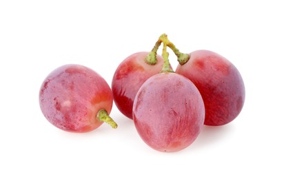 Photo of Tasty ripe red grapes isolated on white