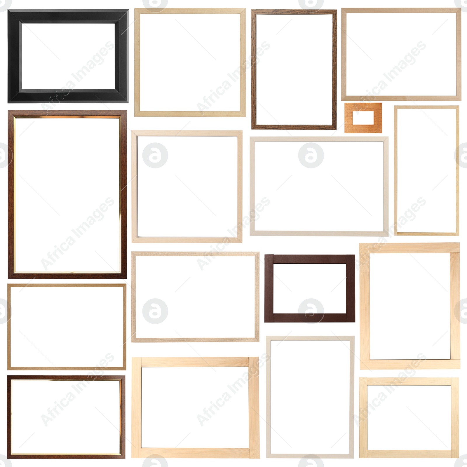 Image of Set of many different frames isolated on white