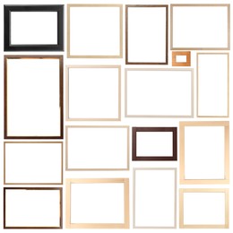 Image of Set of many different frames isolated on white