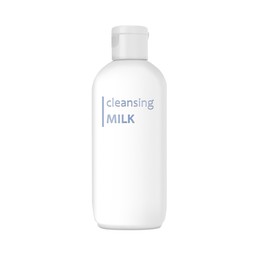 Image of Bottle of cleansing milk isolated on white. Makeup remover 