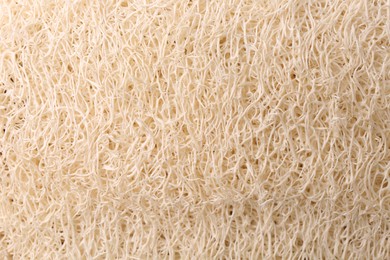 Photo of Loofah sponge as background, top view. Personal hygiene product