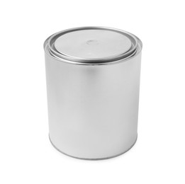 Photo of New metal paint can isolated on white