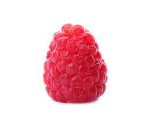 Photo of Delicious fresh ripe raspberry on white background