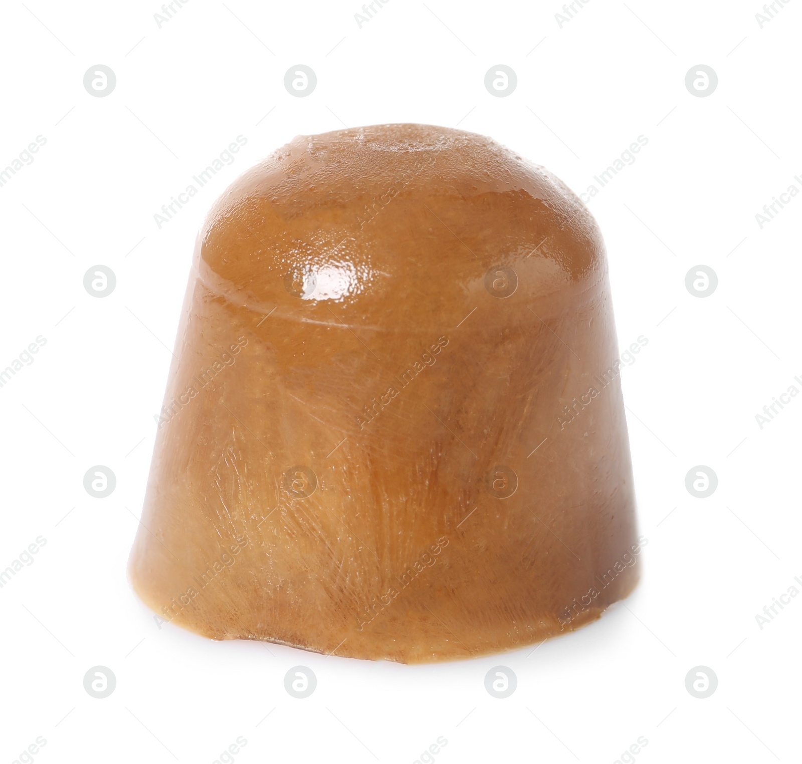 Photo of Ice cube made with coffee on white background