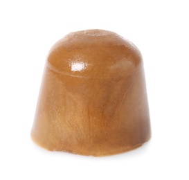 Photo of Ice cube made with coffee on white background