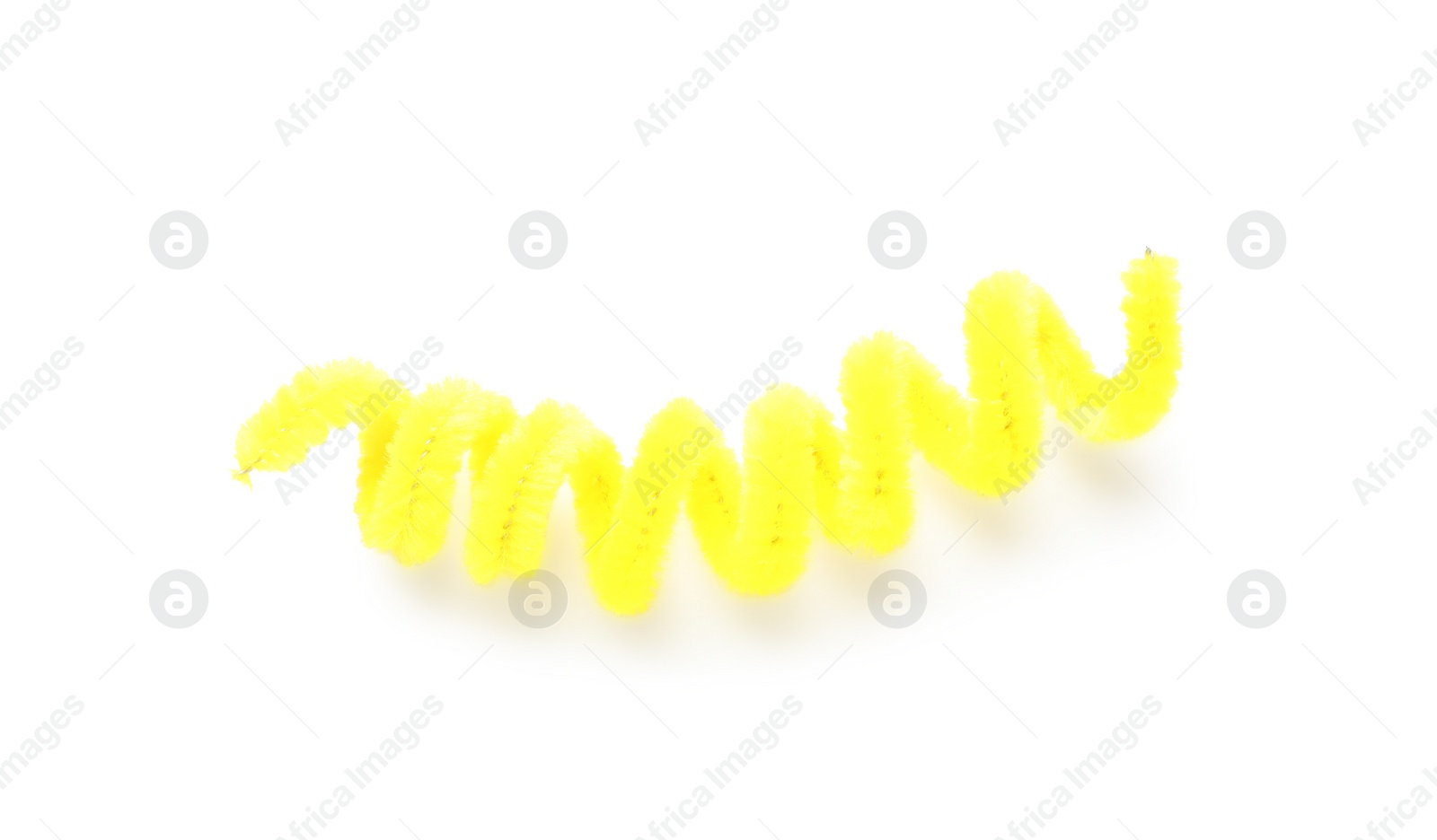 Photo of Yellow fluffy wire isolated on white, top view