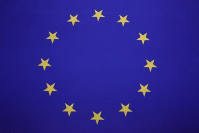 Flag of European Union as background, top view