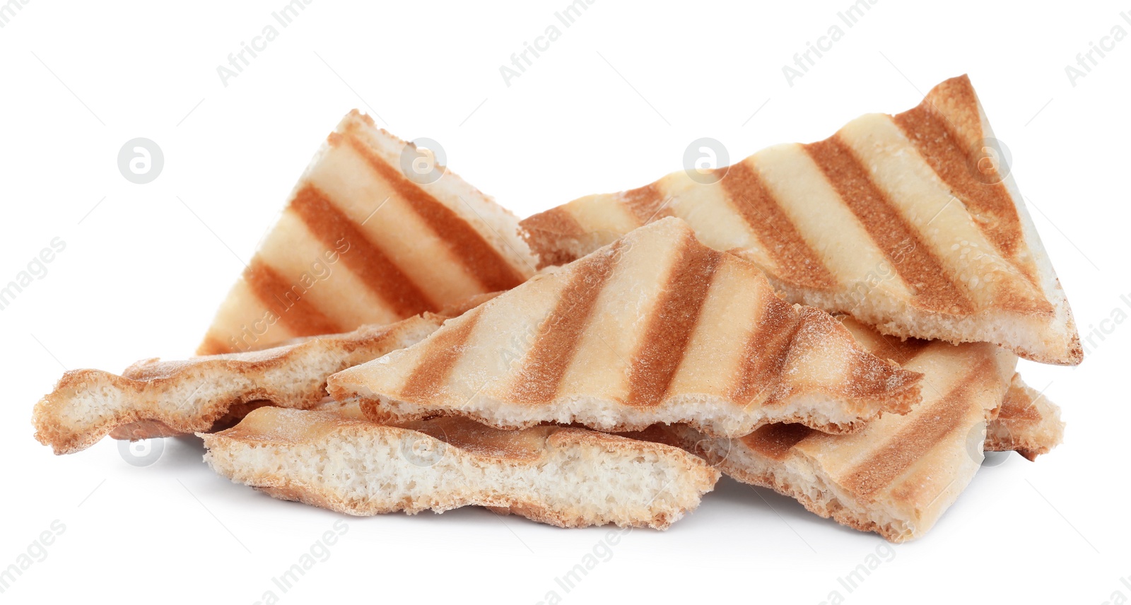 Photo of Delicious crispy pita chips on white background