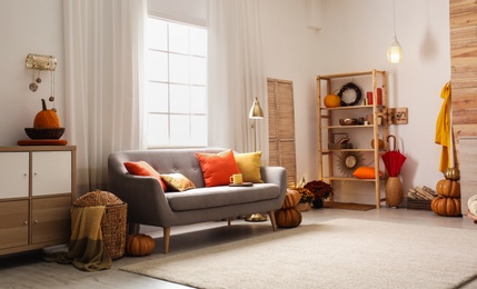 Photo of Cozy living room interior inspired by autumn colors