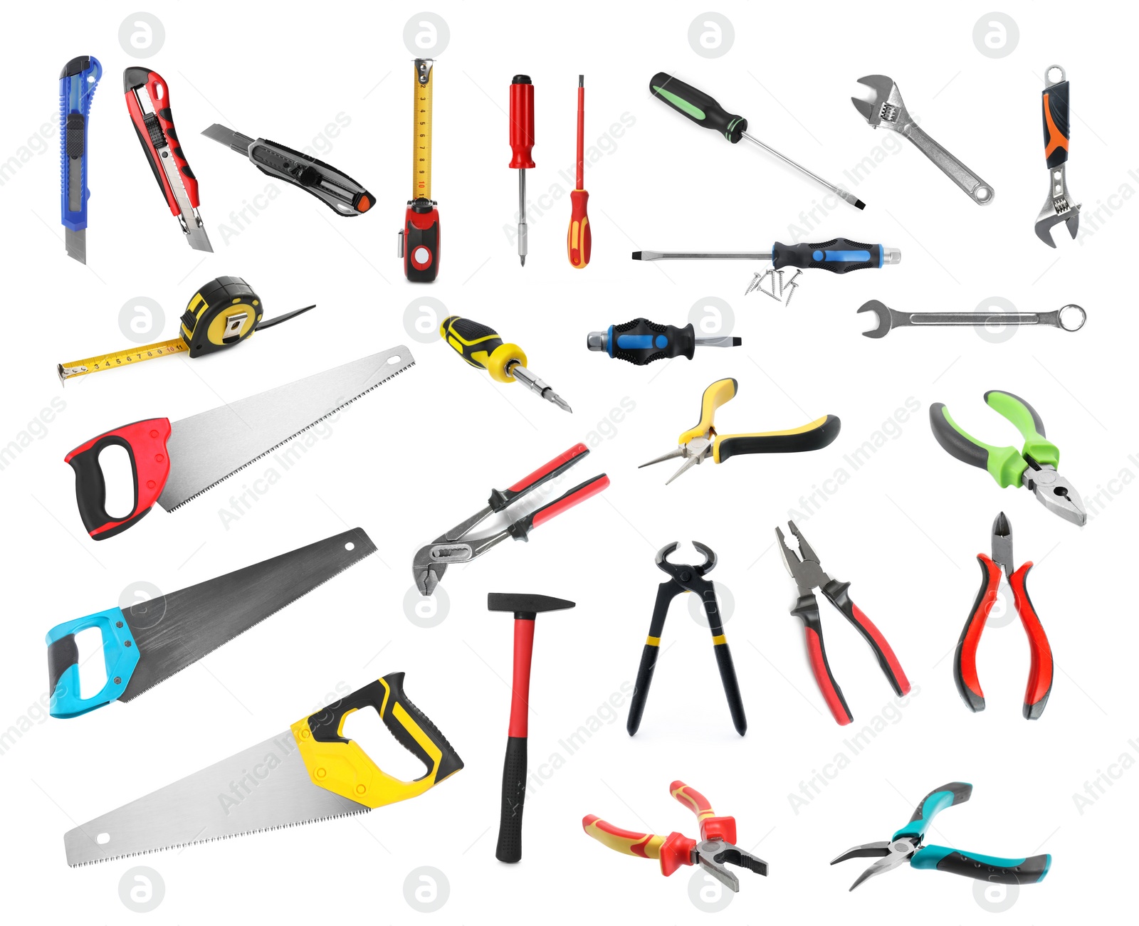 Image of Different construction tools isolated on white, set