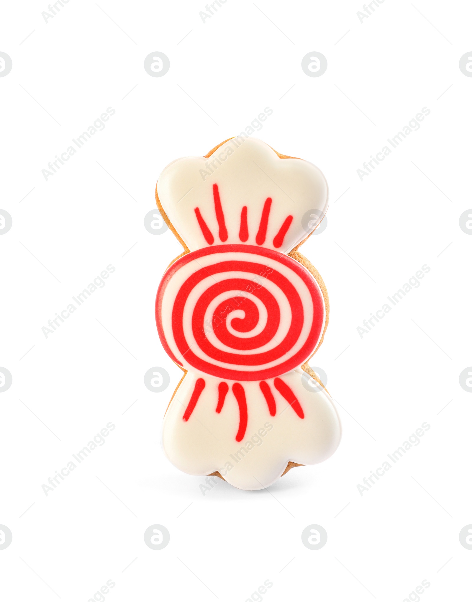 Photo of Candy shaped Christmas cookie isolated on white