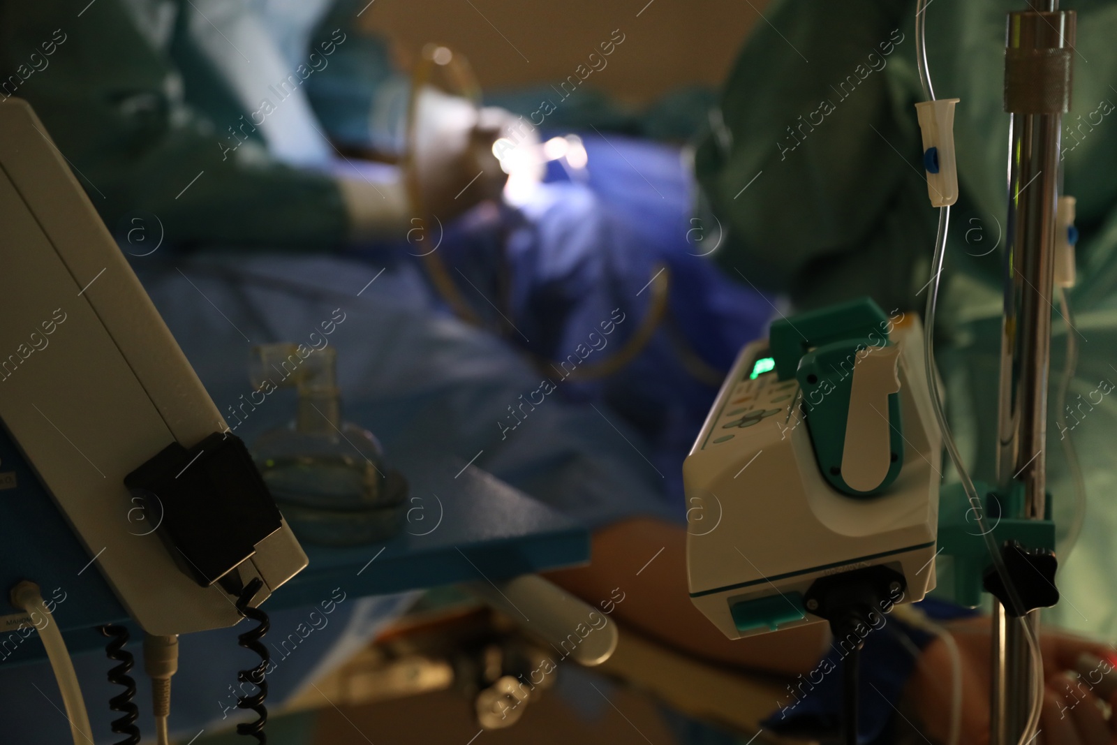 Photo of Professional medical equipment in surgery room, closeup