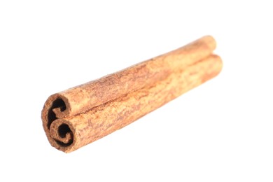 One aromatic cinnamon stick isolated on white