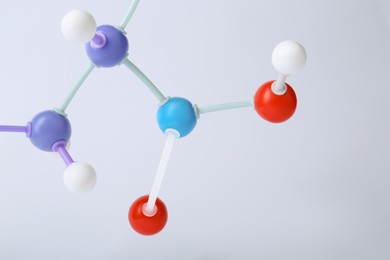 Photo of Molecule of phenylalanine on white background, closeup. Chemical model