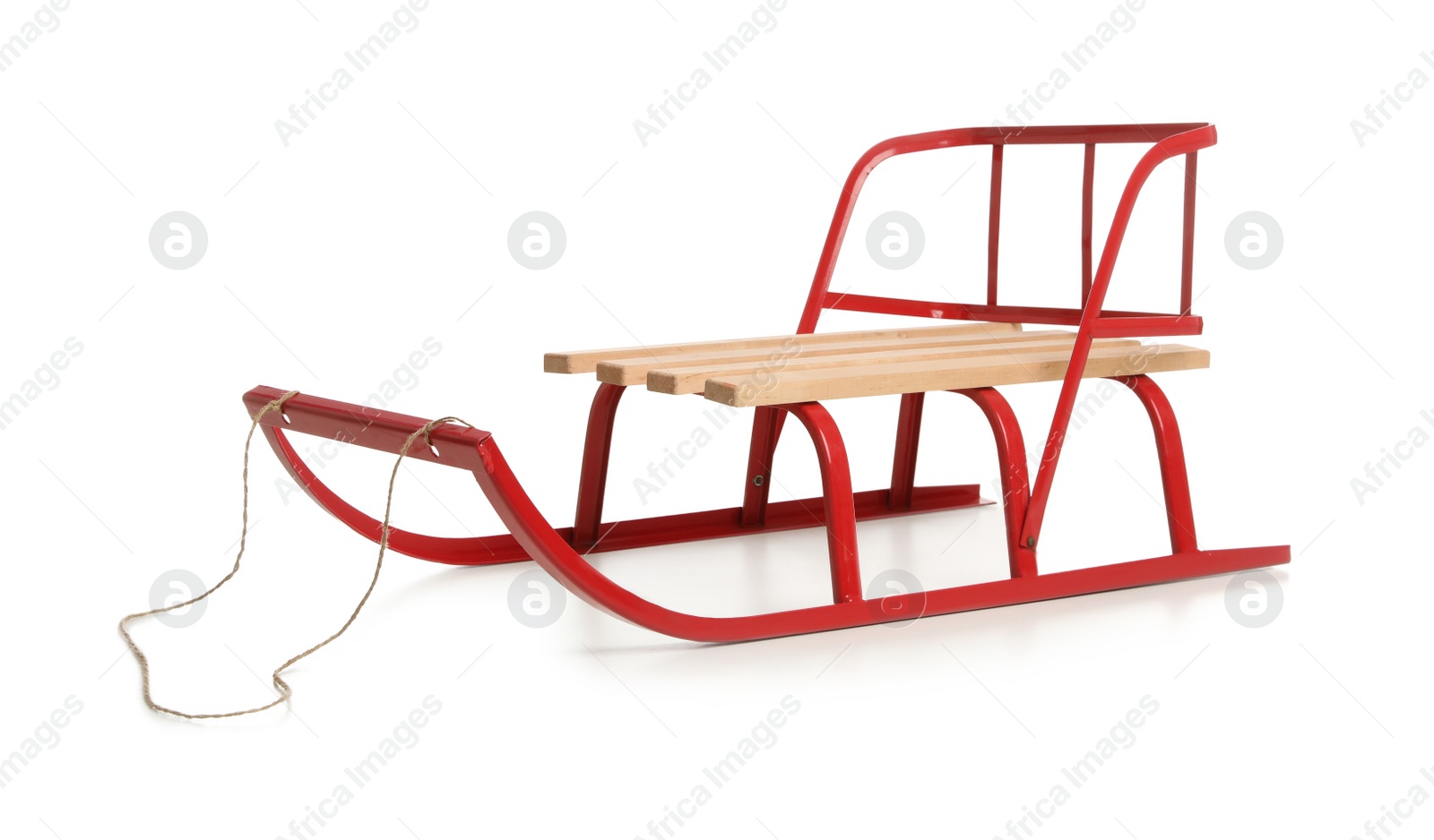 Photo of Stylish sleigh isolated on white. Winter activity